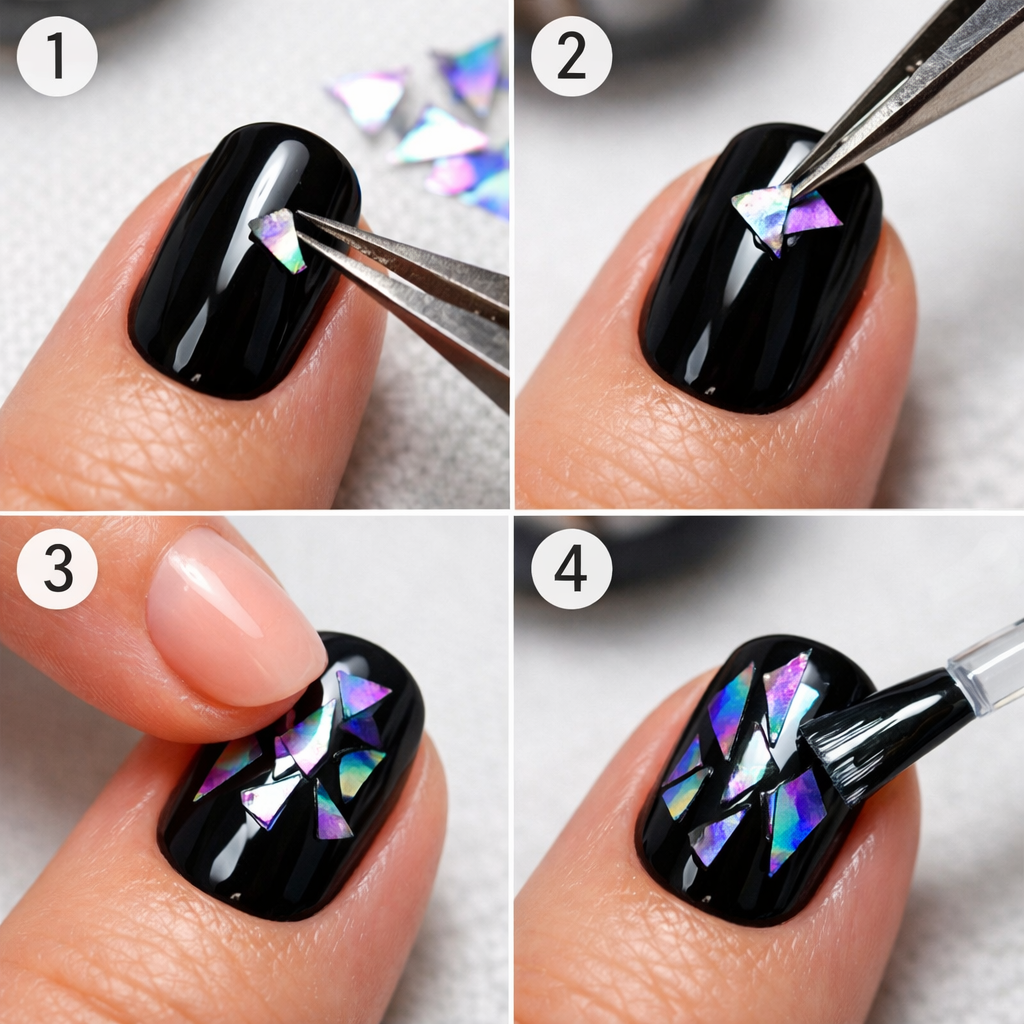 cómo hacer uñas efecto vidrio roto paso a paso