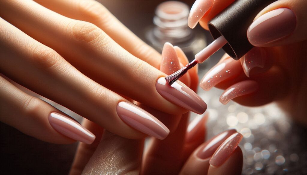 Aplicación de esmalte de uñas.