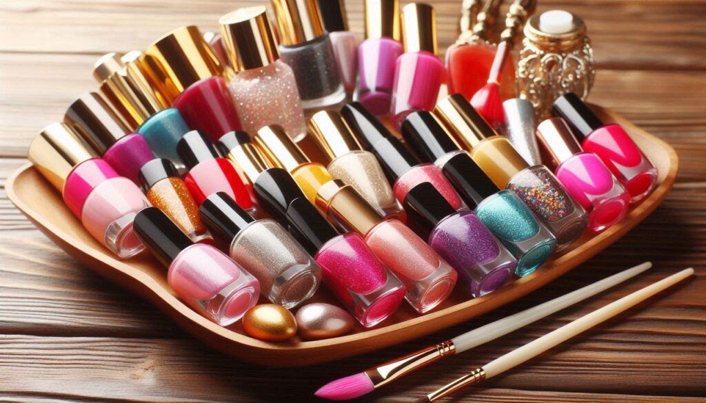Esmaltes de uñas en tonos neutros.