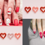 Diseños de uñas para San Valentín en tonos rojo y rosa románticos