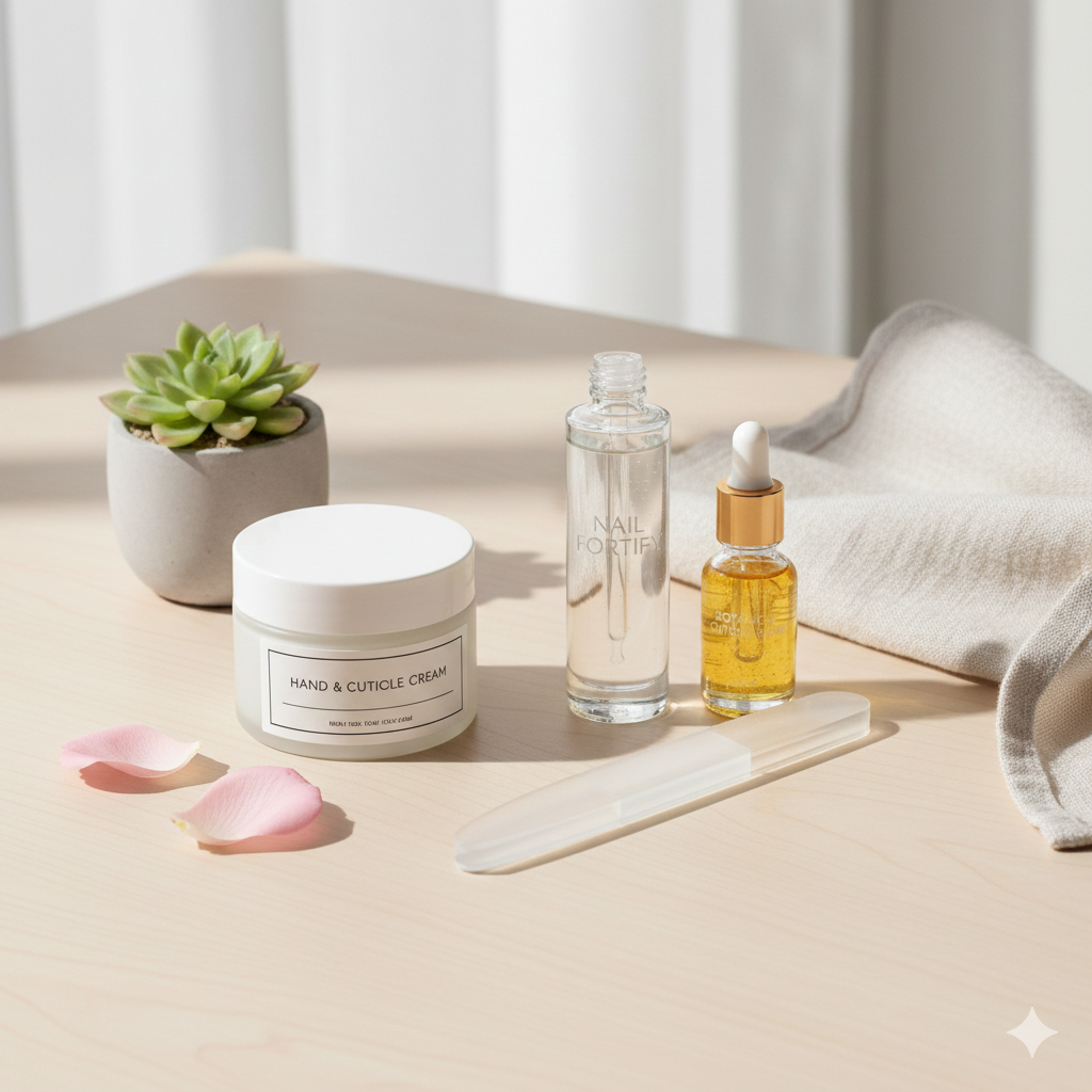 Rutina básica de cuidado de uñas con productos esenciales