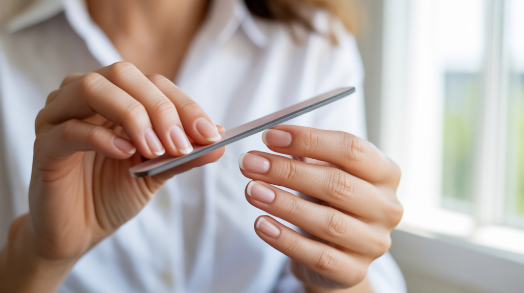 Lima de vidrio utilizada correctamente para dar forma a las uñas