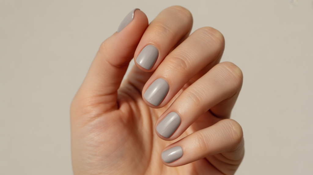 uñas gris sólido minimalista elegantes
