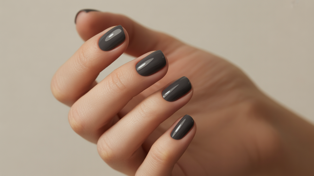 uñas gris oscuro elegante mate sofisticado