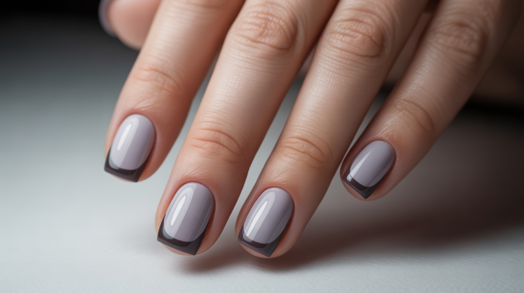 uñas francesas gris modernas elegantes