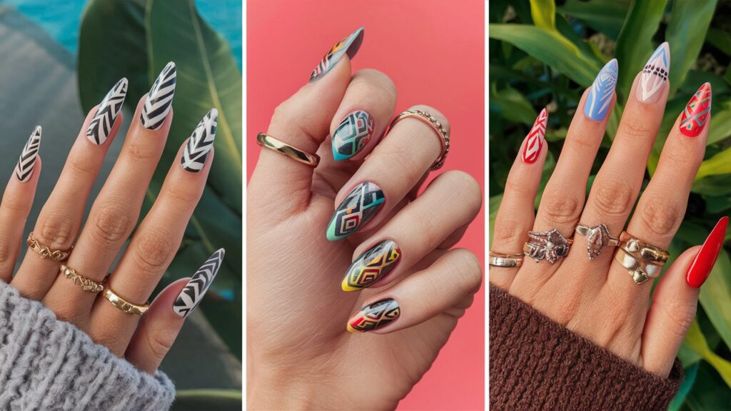 Diseño de uñas estilo tribal.