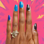 Uñas con efecto craquelado en varios colores
