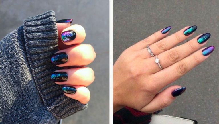 Diseños de uñas con efecto holográfico: brillo futurista