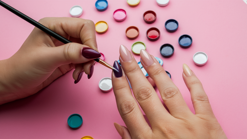 Aplicación de pintura acuarelable en uñas
