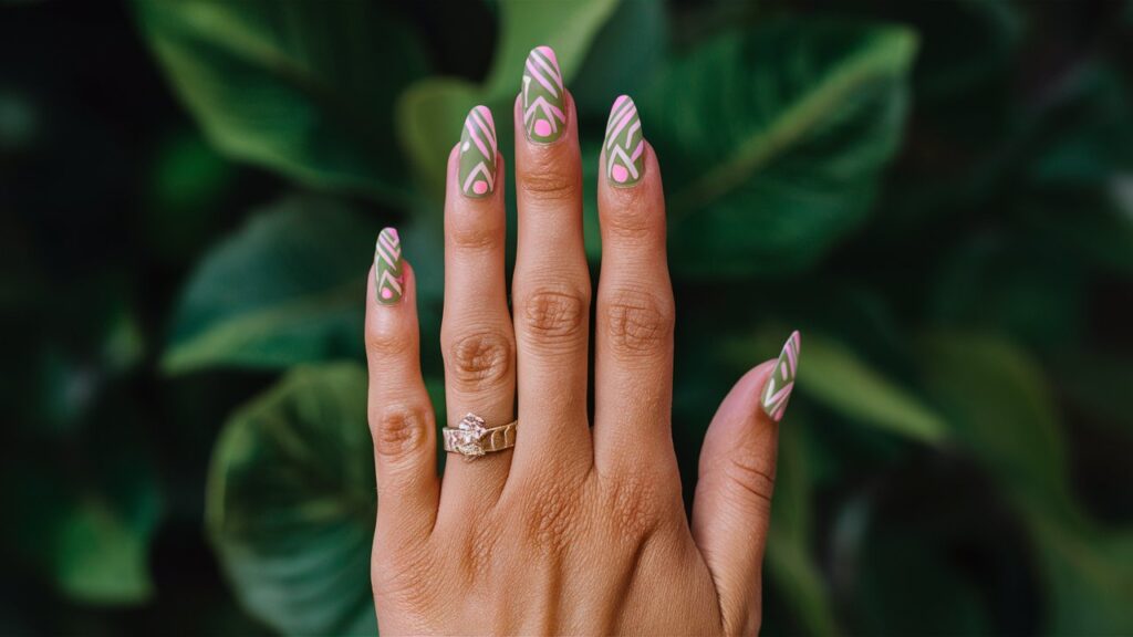 Diseño tribal en colores vibrantes.