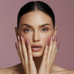 Uñas con efecto degradado y glitter