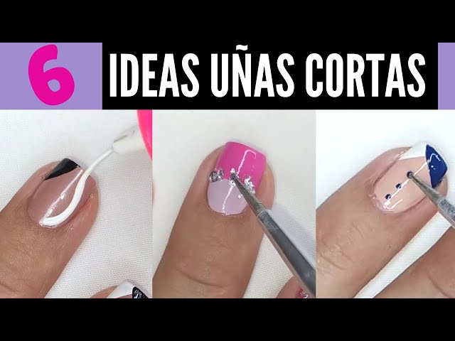 Nail art con adornos y brillos para uñas cortas