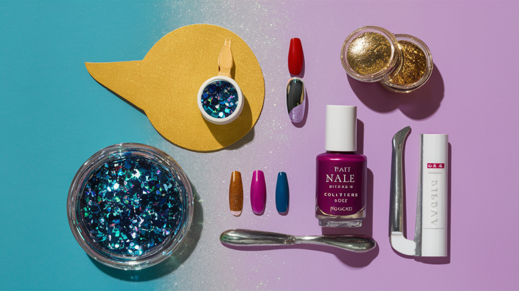 Materiales para efecto degradado con glitter en uñas