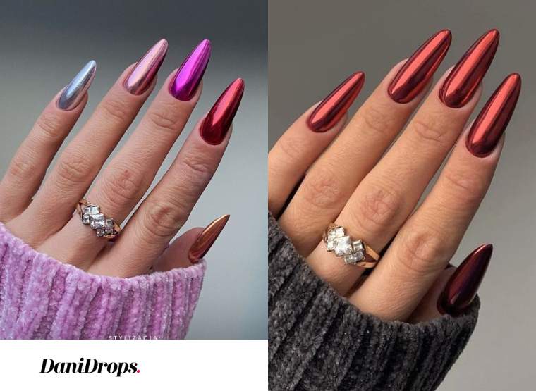 Uñas efecto cromo: un toque futurista en tu manicura