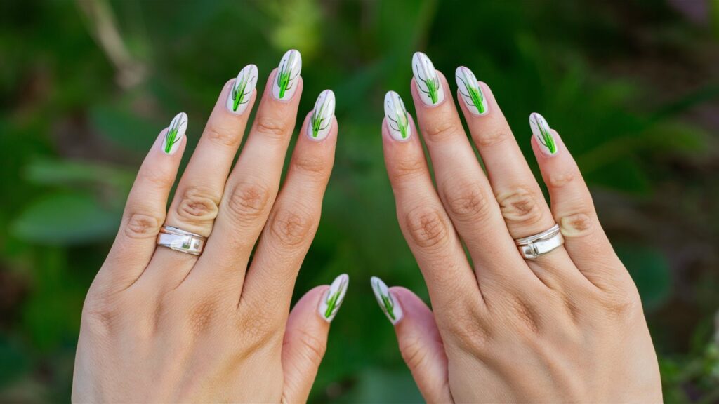 Diseño de uñas con cactus.